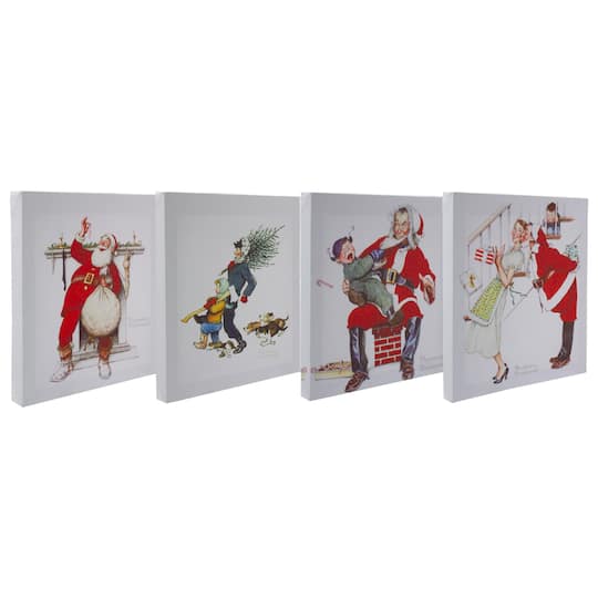 Classic Norman Rockwell Christmas Scene Canvas Prints Set, 4ct.